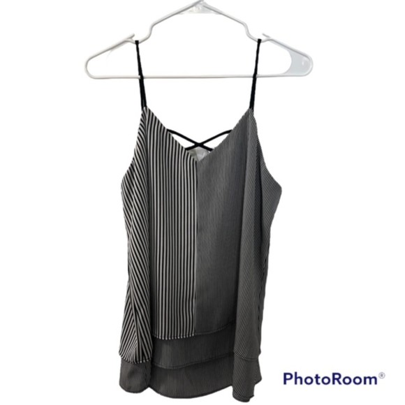 Maurices Womens Black White Striped Spaghetti Strap Camisole Top Size Large - Picture 2 of 9